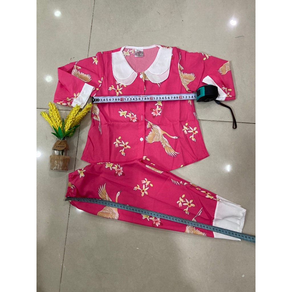 Đồ bộ pijama phối bèo cute, thoải mái, thoáng mát cho bé gái mặc nhà