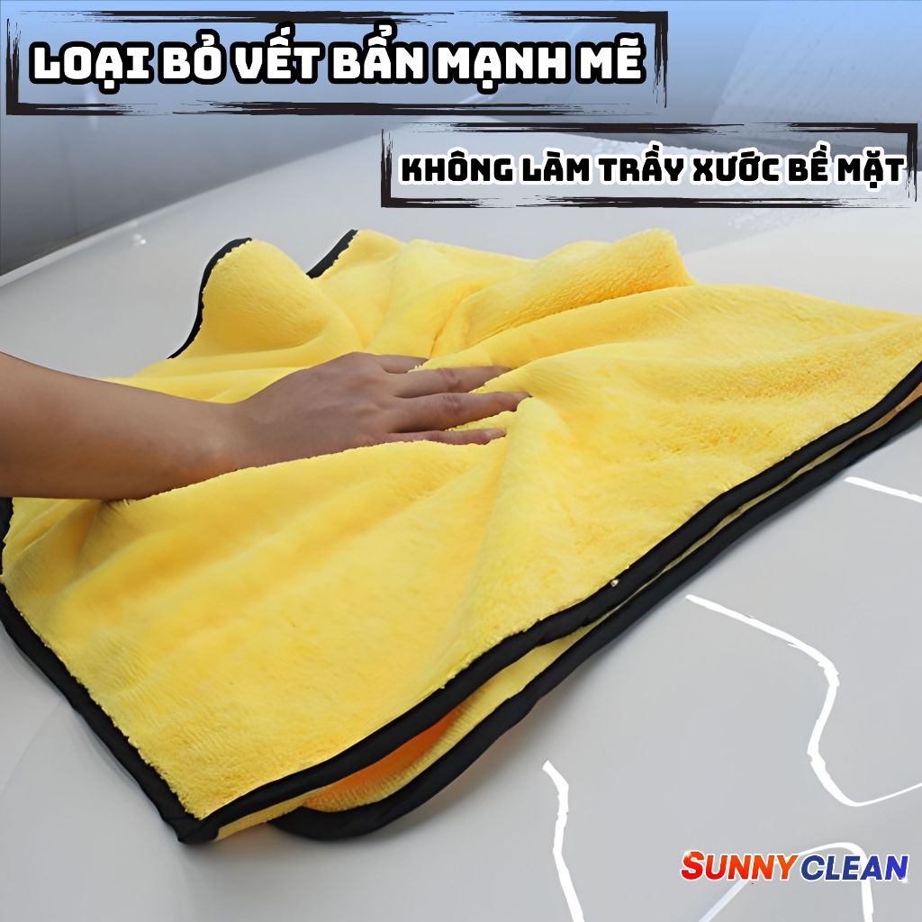 Khăn Lau Ô Tô Xe Hơi Lau Bếp Siêu Thấm Hút Microfiber Hai Mặt Vàng Xám