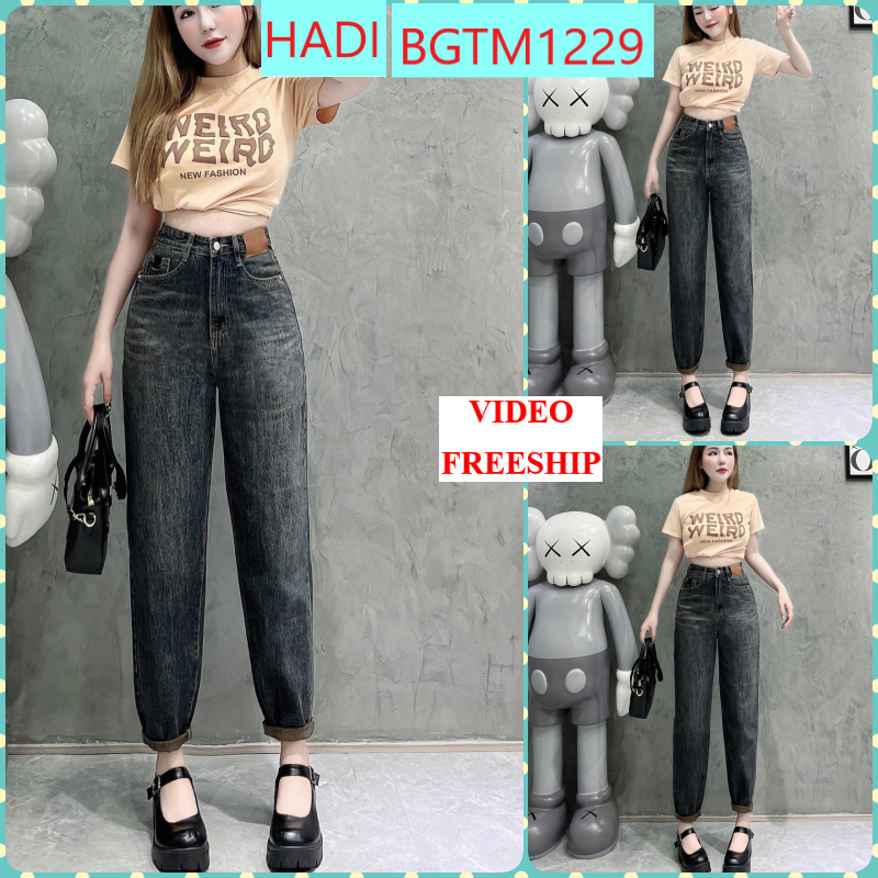 QUẦN BAGGY JEANS NỮ LƯNG CAO PHỐI MẠC NÂU MÀU XÁM NHẠT LAI CUỐN TÔN DÁNG XỊN SÒ SIÊU ĐẲNG CẤP CỰC CUỐN HÚT