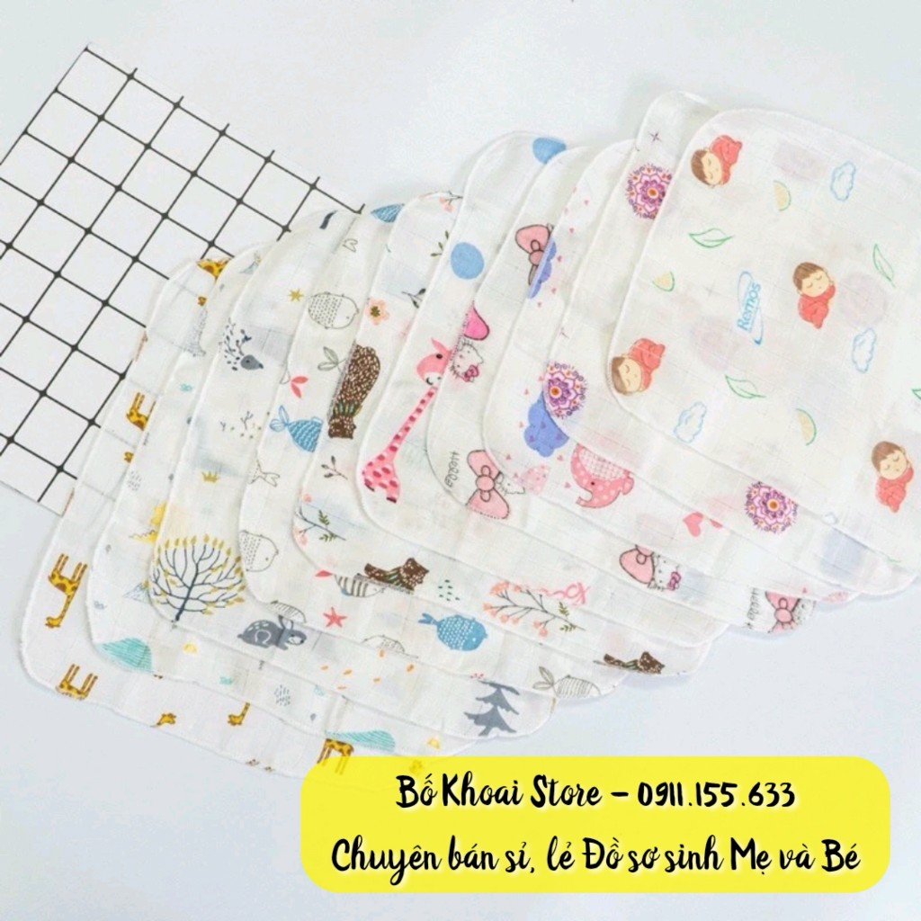 Khăn xô sữa sợi tre Aden - Set 10 khăn xô sợi tre Aden túi lưới cho bé - Bố Khoai Store