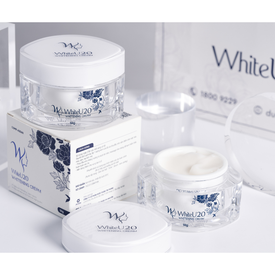 Kem Dưỡng Trắng Da WhiteU20 Whitening Cream Dưỡng Ẩm Duy Trì Đàn Hồi Làn Da 50g TMP031
