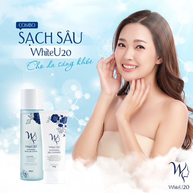 Gel Rửa Mặt Dưỡng Trắng WhiteU20 Whitening Gel Cleanser Làm Sạch Da, Duy Trì Độ Ẩm, Giúp Da Căng Mịn 100G TMP032