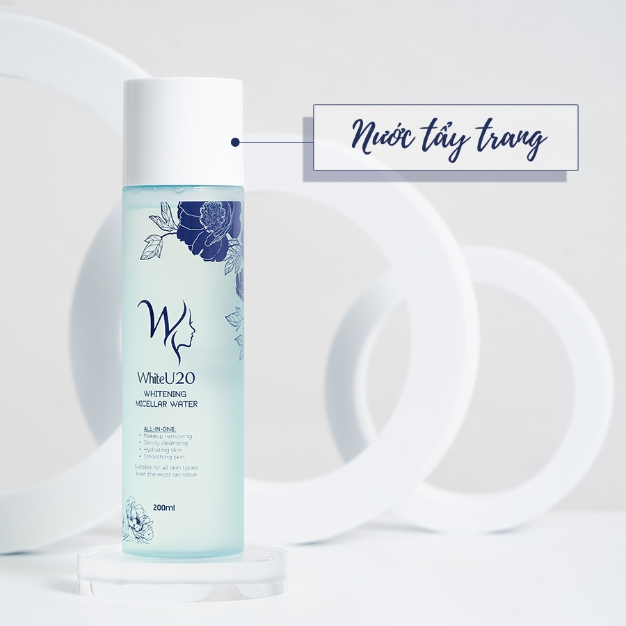 Nước Tẩy Trang WhiteU20 Whitening Micellar Water Giúp Làm Sạch Sâu Lớp Trang Điểm, Bụi Bẩn 200ml TMP029