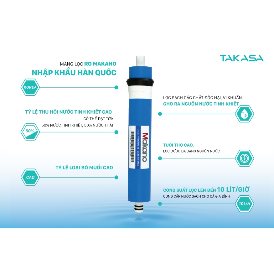 Máy lọc nước RO để gầm Đại Việt Takasa TAW-44009D, bảo hành 12 tháng