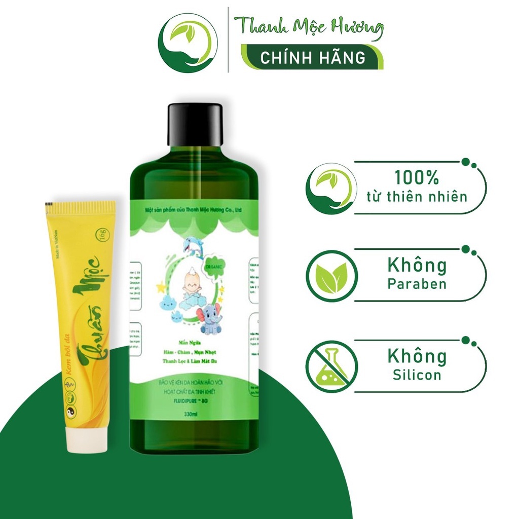Bộ sản phẩm sữa tắm và kem bôi Thanh Mộc Hương ngăn ngừa chàm sữa rôm sảy cho bé