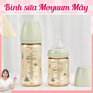 Bình sữa Moyuum mẫu mới Limited, Moyuum Cloud, Moyuum mây hoạ tiết xanh lá 170ml- 270ml