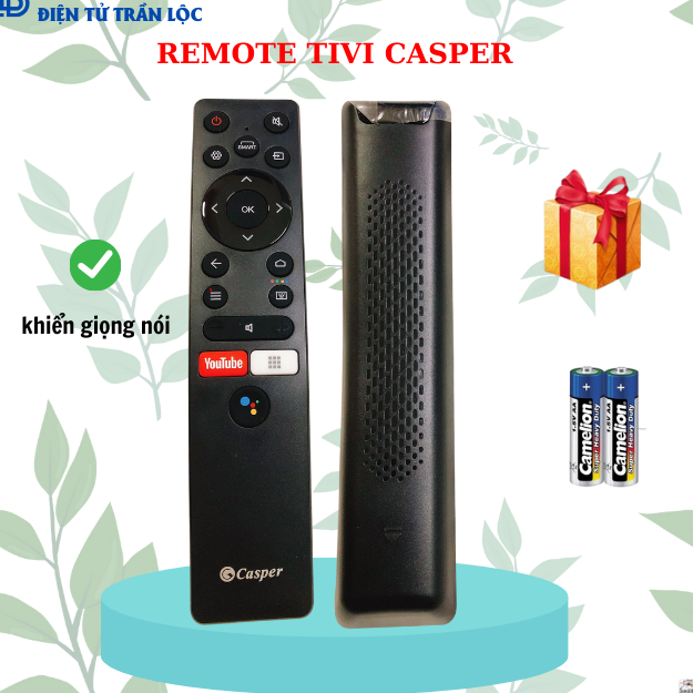 Remote điều khiển tivi Casper, Điều Khiển TV Casper Internet Có Giọng Nói - Tặng kèm pin