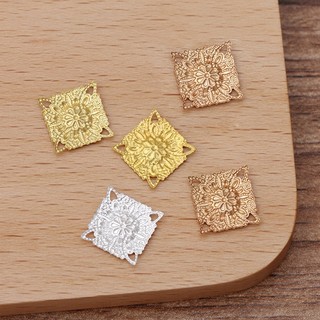 5 phiến họa tiết treo hình vuông 10*10mm nguyên liệu làm trâm làm trang sức cổ trang cosplay cổ phục có màu KC