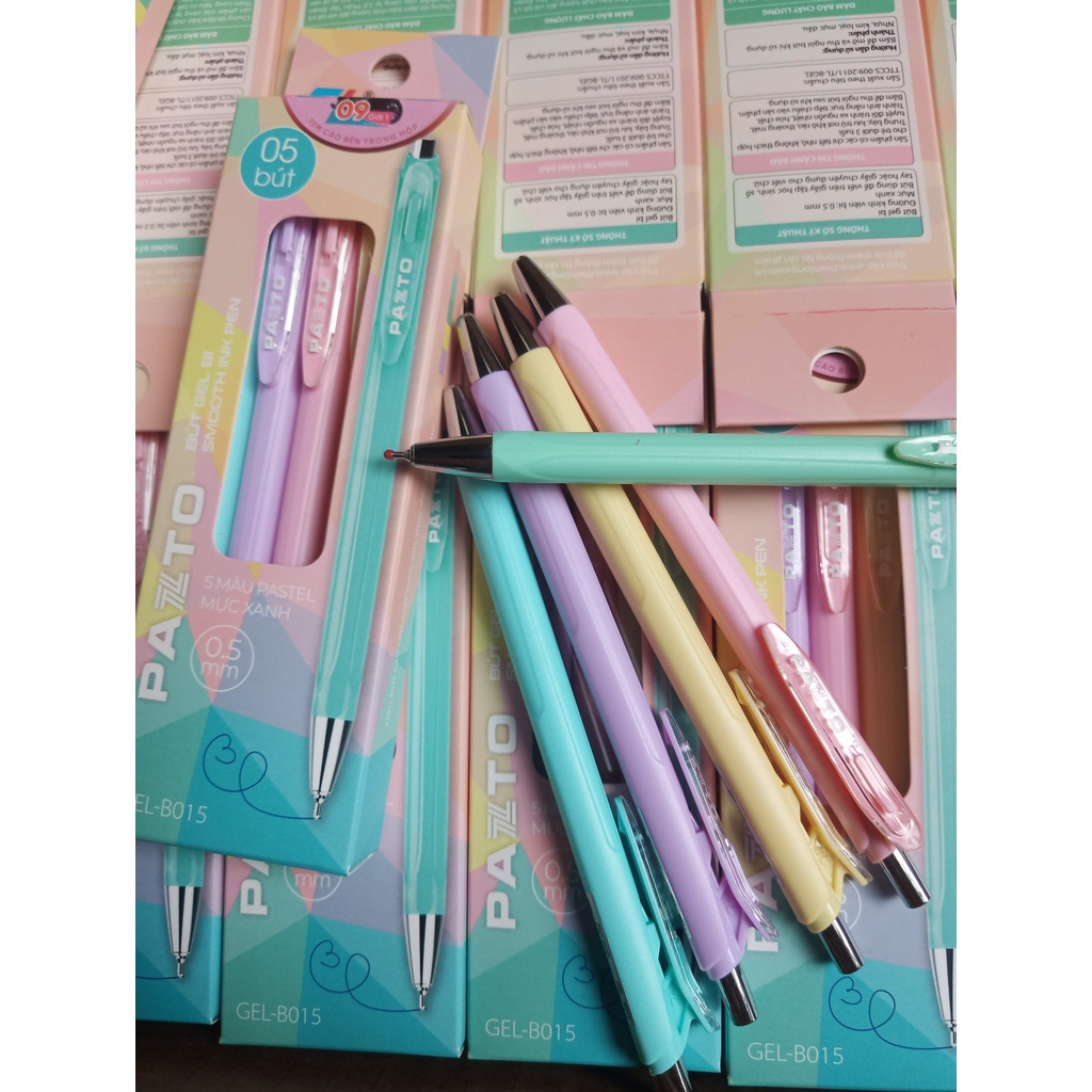 Bút gel B màu Pastel Thiên Long Pazto GEL-B015 - Mực xanh