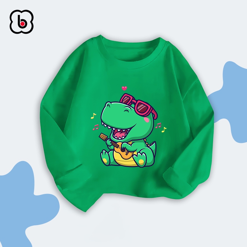 Combo 2 áo dài tay bé trai BabyloveGO 2024 áo thu đông cổ tròn in hình khủng long