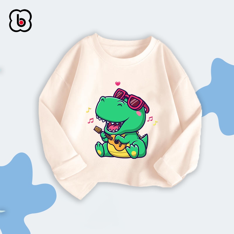 Combo 2 áo dài tay bé trai BabyloveGO 2024 áo thu đông cổ tròn in hình khủng long