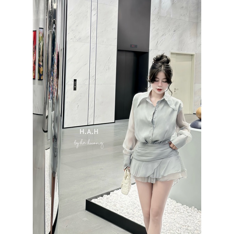 Jum tơ cổ sơmi tiểu thư đi ăn cưới đi chơi sang chảnh