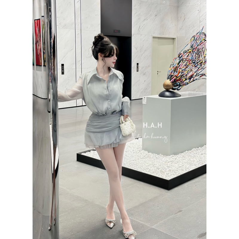 Jum tơ cổ sơmi tiểu thư đi ăn cưới đi chơi sang chảnh