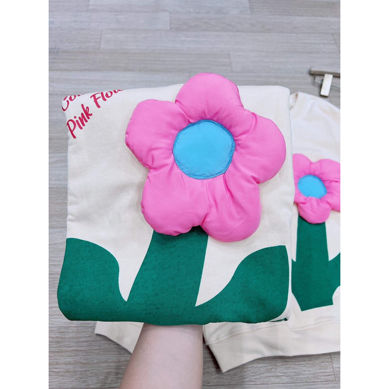 ÁO NỈ DA CÁ  BE  HOA NỔI DÁNG XUÔNG