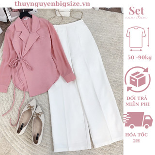 Set bộ vest siêu chảnh nơ eo thiết kế thuynguyenbigsize.vn 50-90kg