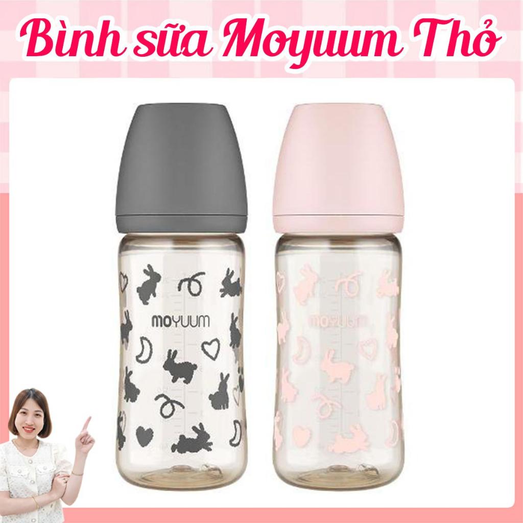 Bình sữa Moyuum 170ml/270ml Thỏ Hồng,Thỏ Xám mẫu mới 2023 chính hãng Hàn Quốc