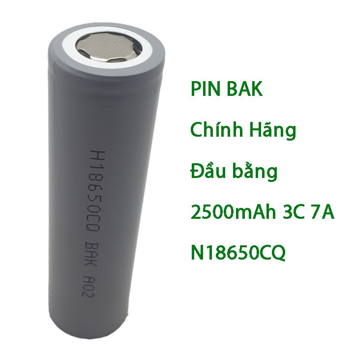 PIN chính hãng BAK N18650CQ 2500mah dòng xả liên tục 7A đầu bằng - Prism official