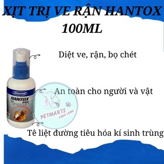 HANTOX SPRAY- DUNG DỊCH PHUN XỊT T RỊ VE RẬN BỌ CHÉT CHÓ MÈO 100ml