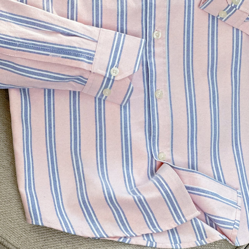 Áo Sơ Mi Nam Cao Cấp Oxford Sọc Hồng Xanh BY COTTON