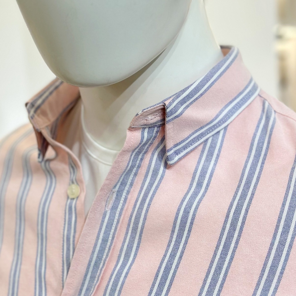 Áo Sơ Mi Nam Cao Cấp Oxford Sọc Hồng Xanh BY COTTON