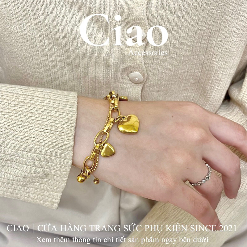 Vòng tay/ Lắc tay titan không gỉ thiết kế đính charm mã 89 Ciao accessories