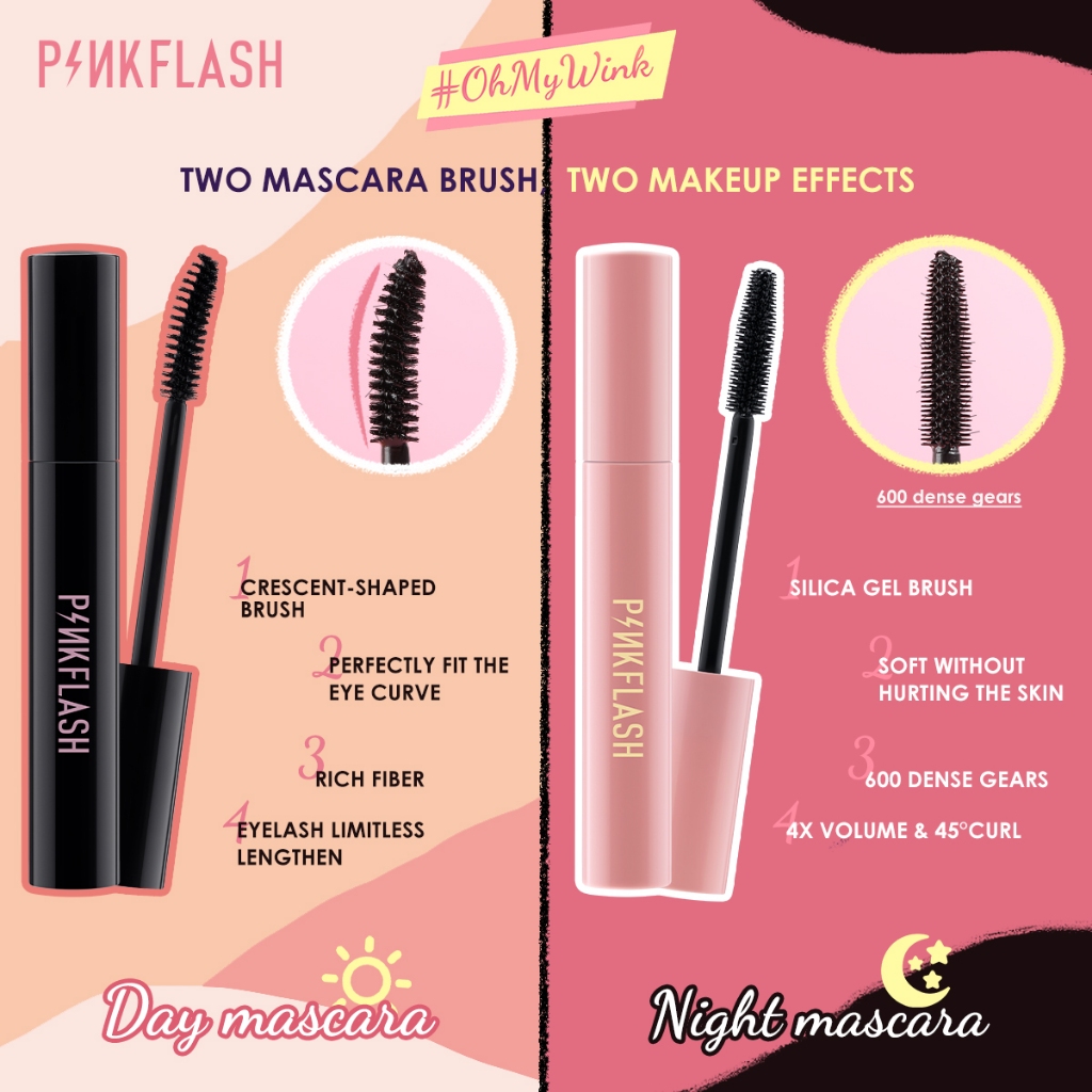 PINKFLASH 3PCS MAKEUP SET Long Lasting Waterproof Mascara Black Eyeliner Eyebrow Pencil