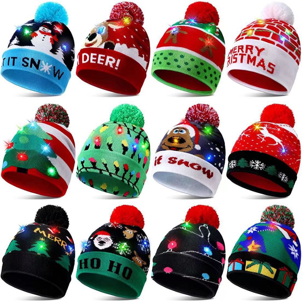 Mũ len Noel Đính bóng Nón len Giáng sinh hóa trang Mũ len Christmas Cho bé trẻ em Nam nữ Unisex Giữ ấm