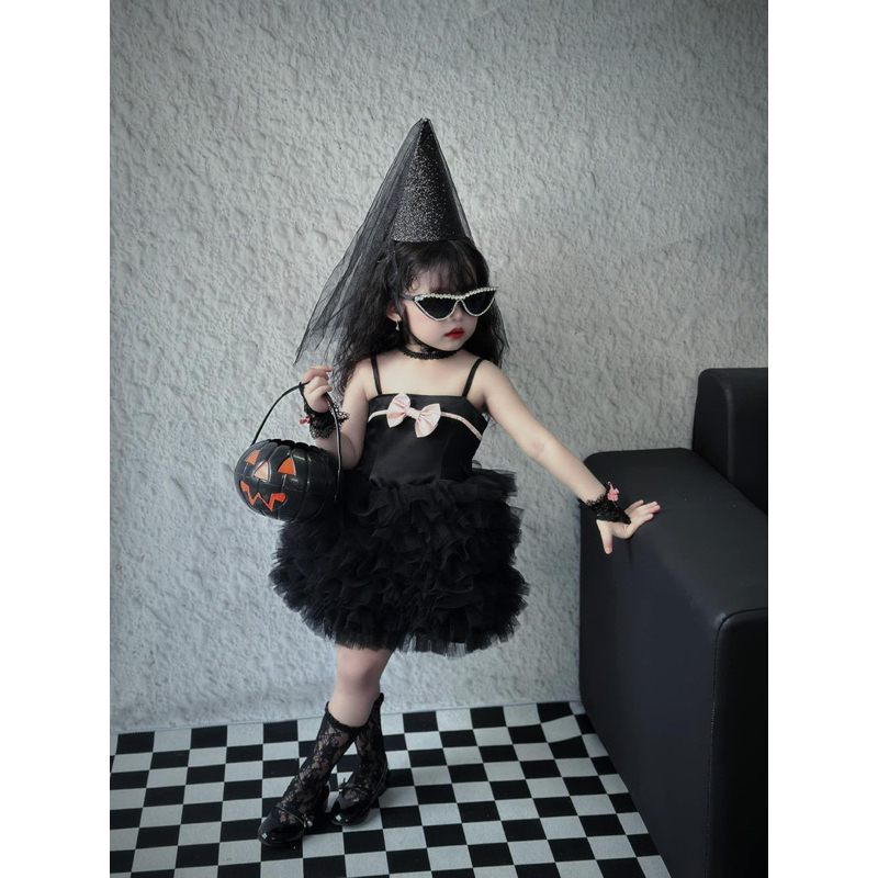 Đầm hoá trang halloween cho bé gái cực xinh, váy dự tiệc hoá trang cho lễ hội halloween của trường