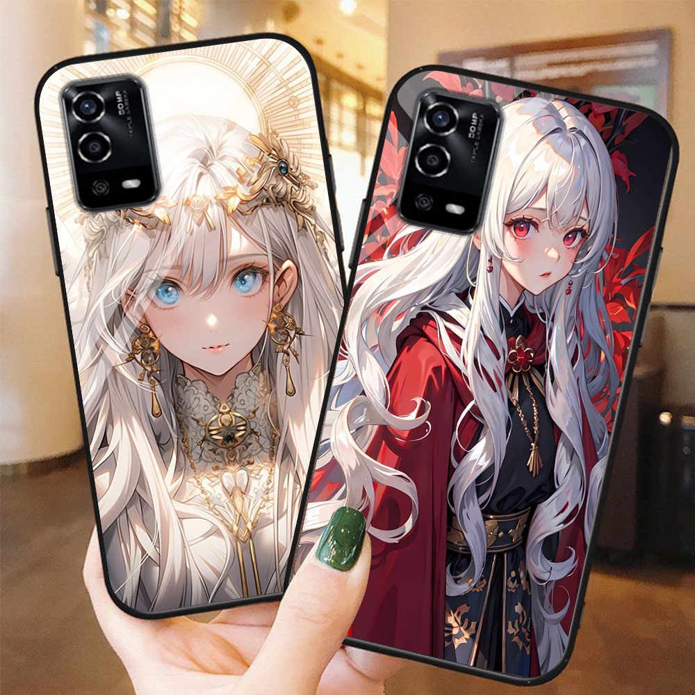 Ốp điện thoại mặt kính oppo a55 4g / oppo a55 5g in hình anime cô gái xinh