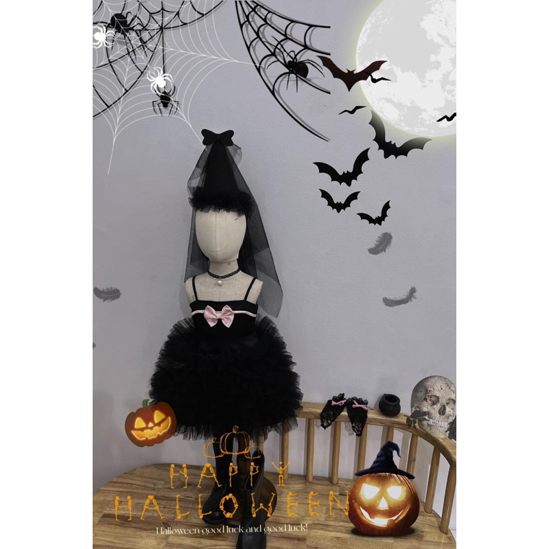 Đầm hoá trang halloween cho bé gái cực xinh, váy dự tiệc hoá trang cho lễ hội halloween của trường