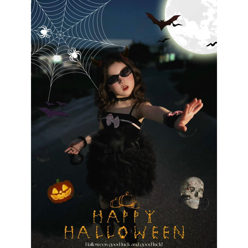 Đầm hoá trang halloween cho bé gái cực xinh, váy dự tiệc hoá trang cho lễ hội halloween của trường
