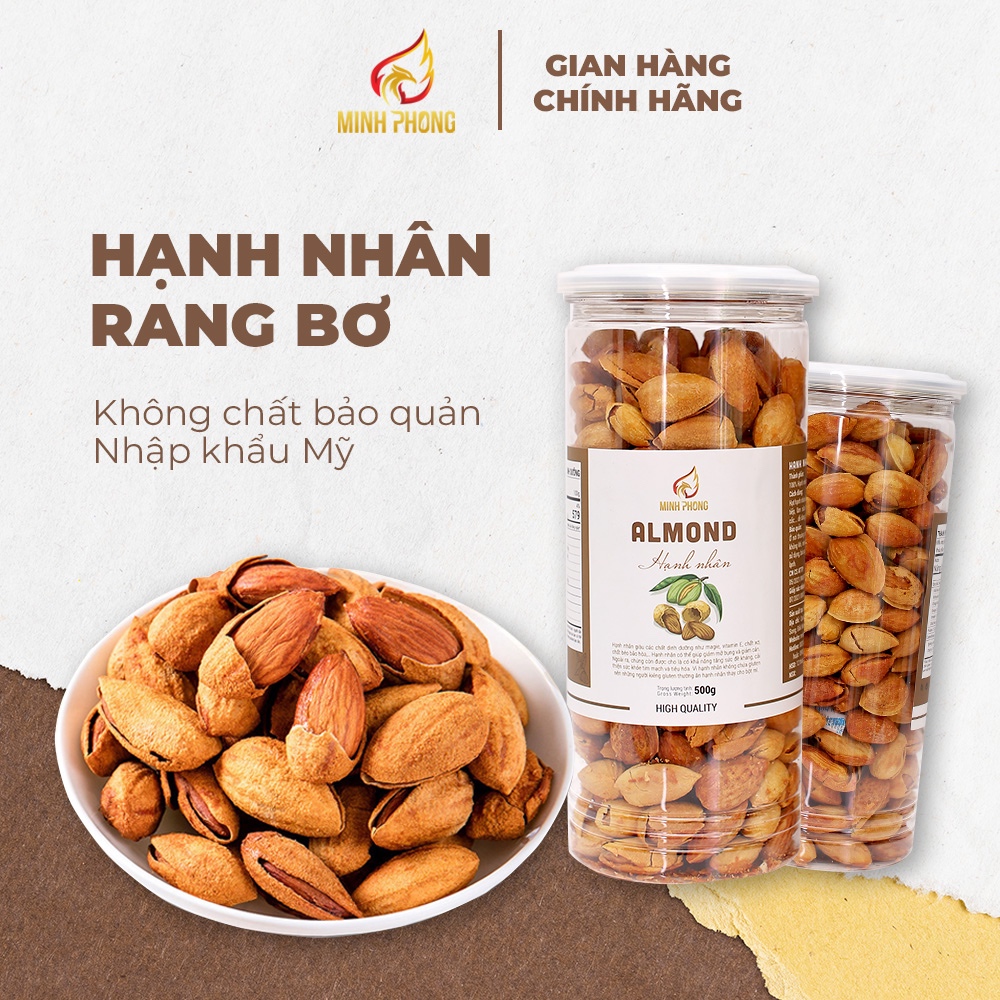 Hạnh nhân rang bơ vỏ mỏng - Hạnh nhân rang bơ Minh Phong Farm 500g