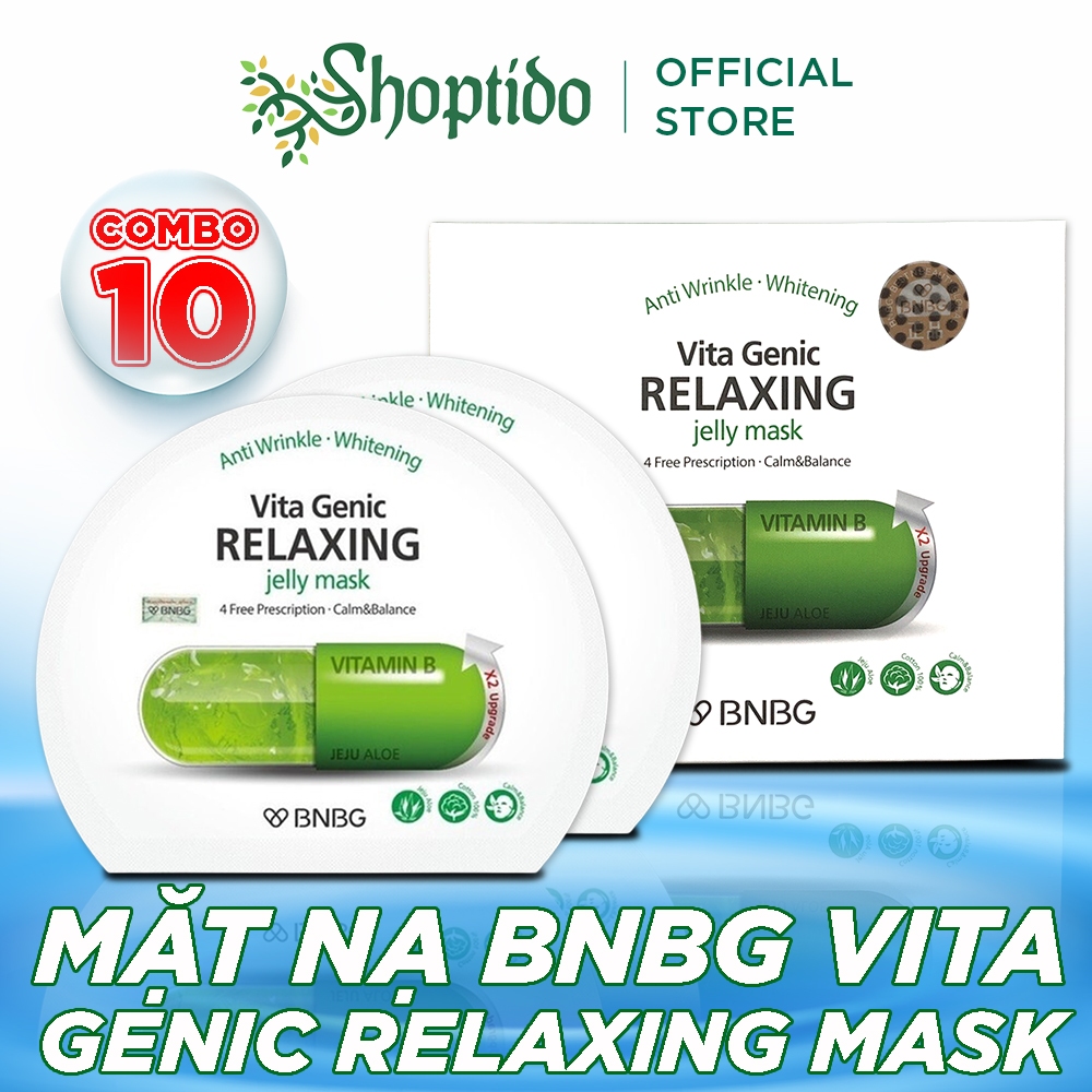 Combo 10 Mặt nạ BNBG thư giãn, phục hồi da Vita Genic Relaxing Jelly Mask 30ml NPP Shoptido