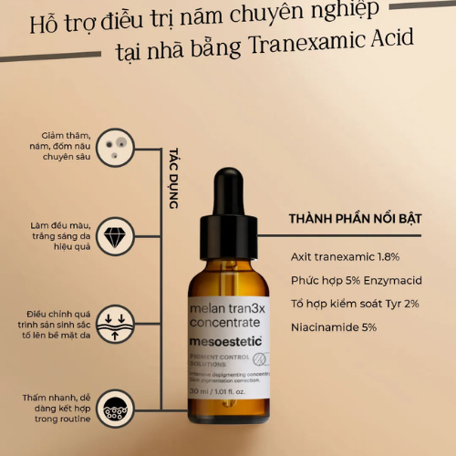 Serum hỗ trợ giảm tăng sắc tố da và ngăn ngừa nám Mesoestetic Melan Tran3x Concentrate 30ml