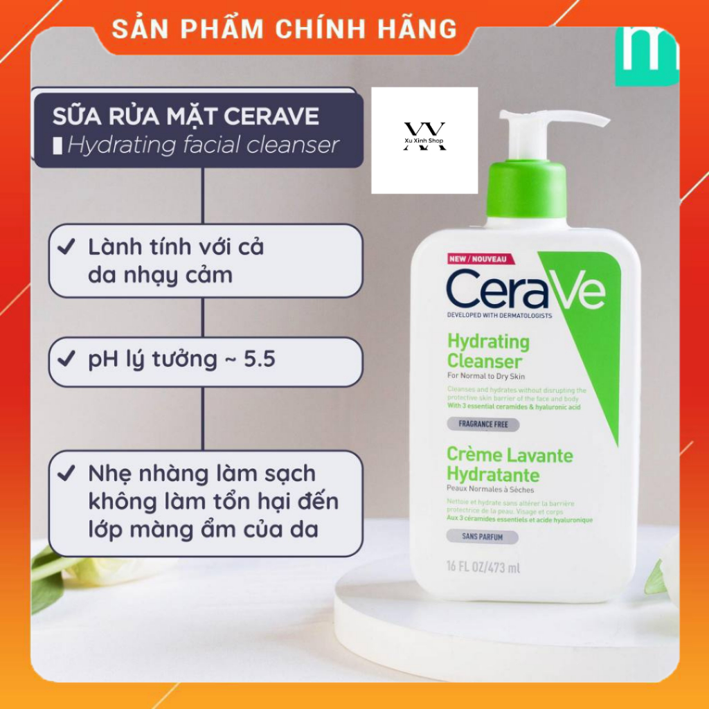 Sữa rửa mặt CERAVE cho da dầu da mụn và nhạy cảm 236ml,473ml