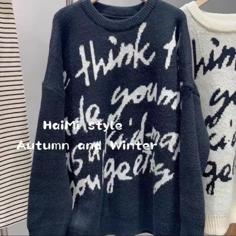 Áo len nhiều chữ