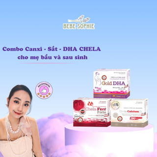 ( 𝐍𝐡𝐚̣̂𝐩 𝐤𝐡𝐚̂̉𝐮 𝐜𝐡𝐢́𝐧𝐡 𝐡𝐚̃𝐧𝐠 ) COMBO CHELA CANXI D3 - CHELA FERR FORTE - GOLD DHA - CHO MẸ BẦU & SAU SINH