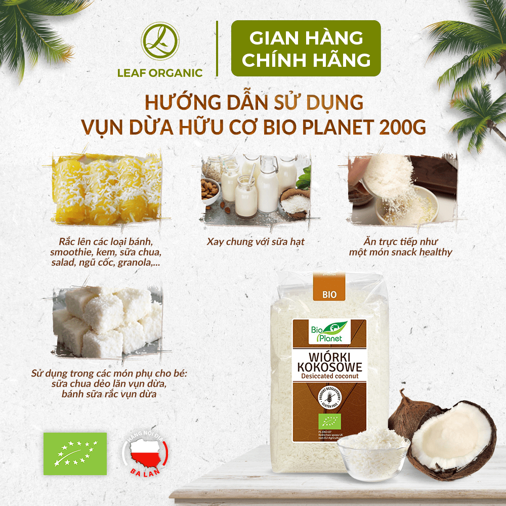 Vụn dừa hữu cơ Bio Planet 200g