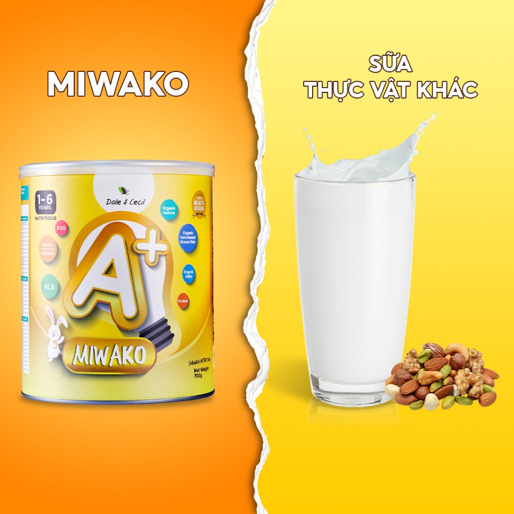 Sữa Công Thức Thực Vật Hữu Cơ Miwako A+ 400g Vị Vani x 3 Hộp (1.2kg) Date 30/09/2024 - Miwako Official Store