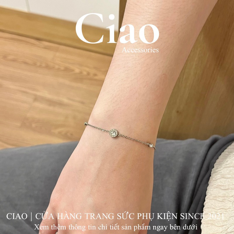 Vòng tay/ Lắc tay titan không gỉ thiết kế đính đá xinh xắn Melina Ciao