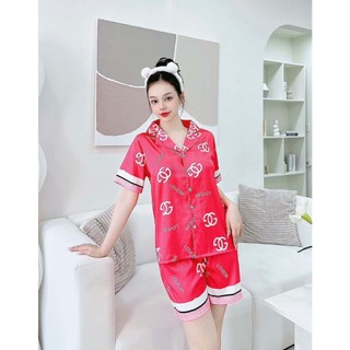 Đồ bộ Pijama quần đùi vải lụa Mango, lụa xước, Latin cao cấp [40-58KG]