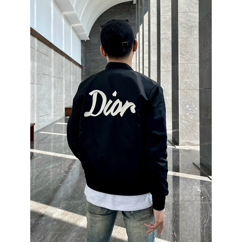 Áo bomber đen di.or , áo khoác nam nữ dày dặn , full tem mác bản cao cấp