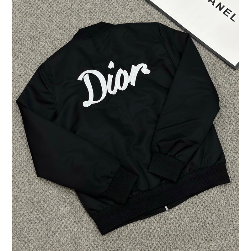 Áo bomber đen di.or , áo khoác nam nữ dày dặn , full tem mác bản cao cấp