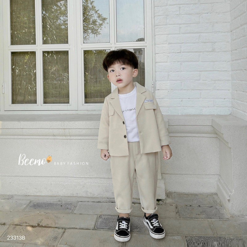 SET VEST CÔNG TỬ 2 KHUY PHỐI NẮP TÚI CHO BÉ