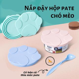NẮP ĐẬY LON PATE VÀ THÌA MÚC PATE CHO CHÓ MÈO ĐỦ KÍCH CỠ