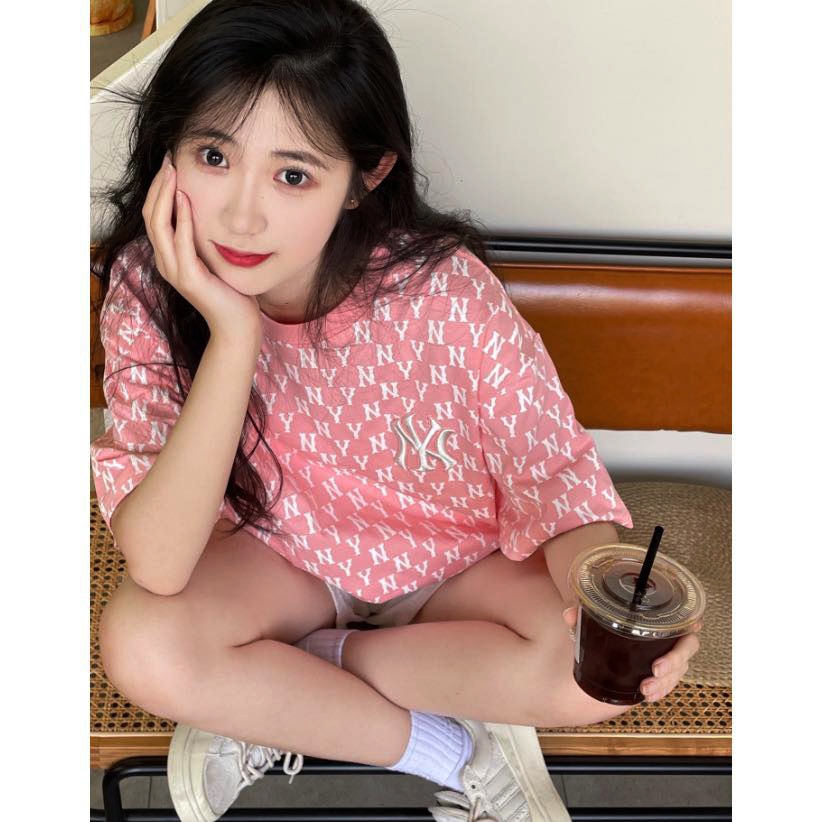 Áo thun MLB NY tay lỡ form rộng nam nữ phông cotton xuất dư sang xịn mịn cao cấp