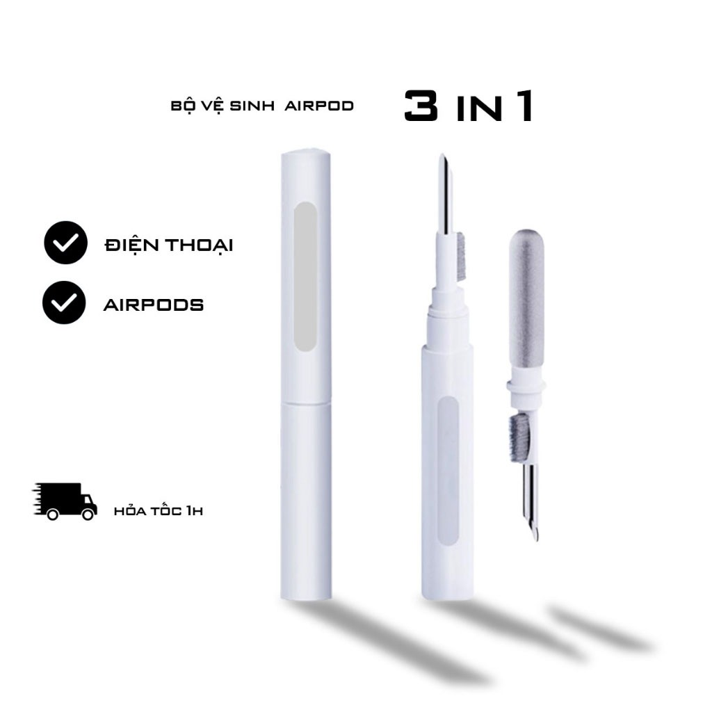 Bút vệ sinh tai nghe dụng cụ vệ sinh tai nghe 3 trong 1 nhỏ gọn tiện lợi, dễ dàng sử dụng.