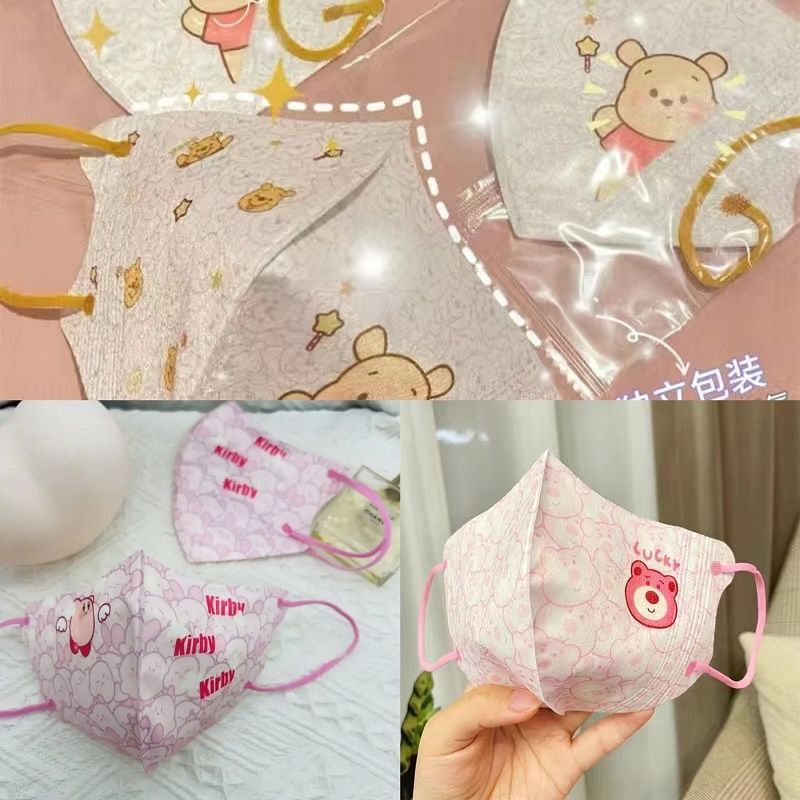 Khẩu trang 3D hình cute họa tiết gấu người lớn đáng yêu  hình in sắc nét