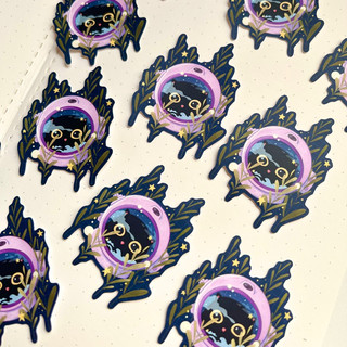 Sticker chú mèo vũ trụ đáng yêu