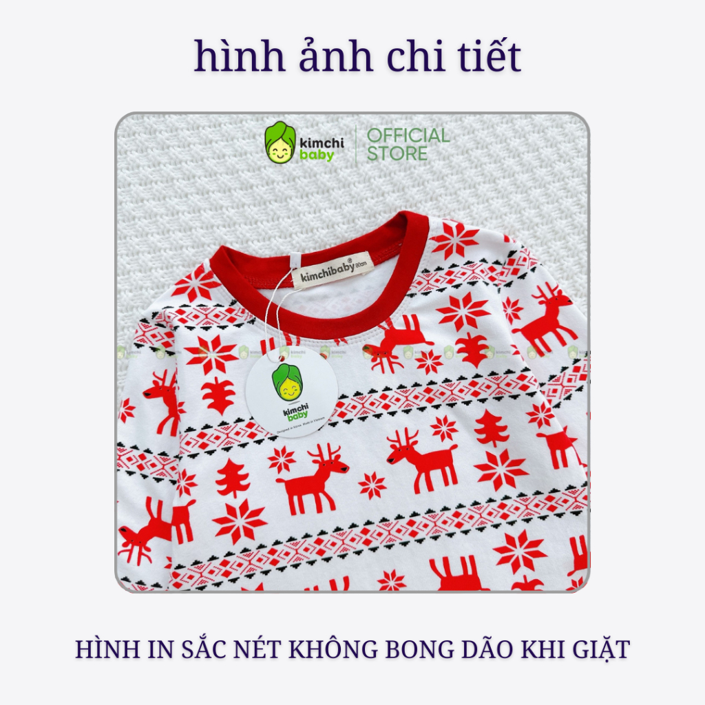 Bộ Dài Tay Cho Bé Trai, Bé Gái KIMCHIBABY Vải Cotton 4C Hoạ Tiết Giáng Sinh, Đồ Bộ Noel 2023 Phiên Bản Giới Hạn KWTD2114